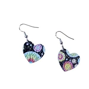 Heart-Shaped Dangle Multicolor Earrings